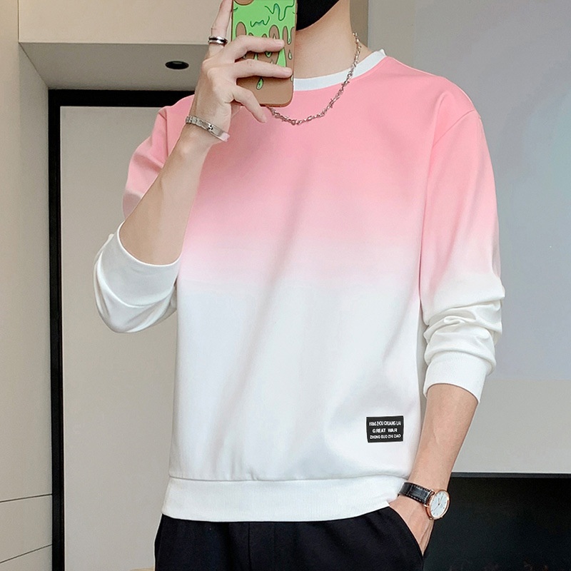 New Arrival Men's Winter Pullover Sweatshirt Gradient Fleece-Lined High Quality Fashionable Brand with Long Sleeves XS Size - Image 2