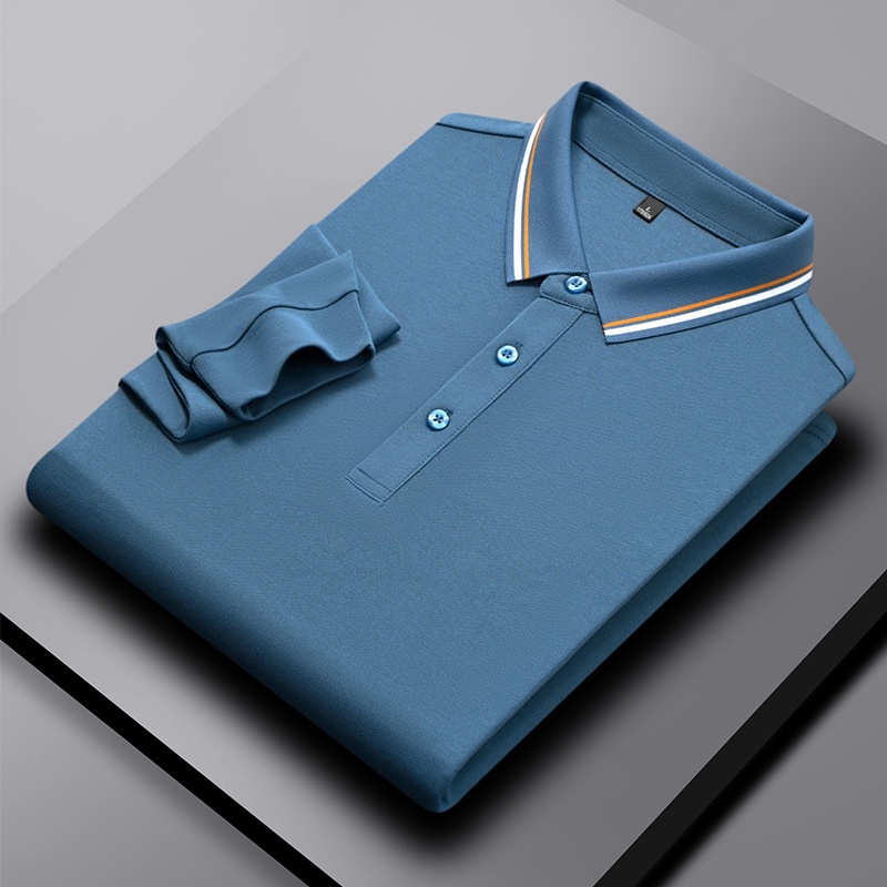 Men's Pure Satin Anti-Wrinkle Long Sleeve for Polo Shirt Business Casual Solid Loose Fit for Spring Fall Golf Group Buying XL Si - Image 4