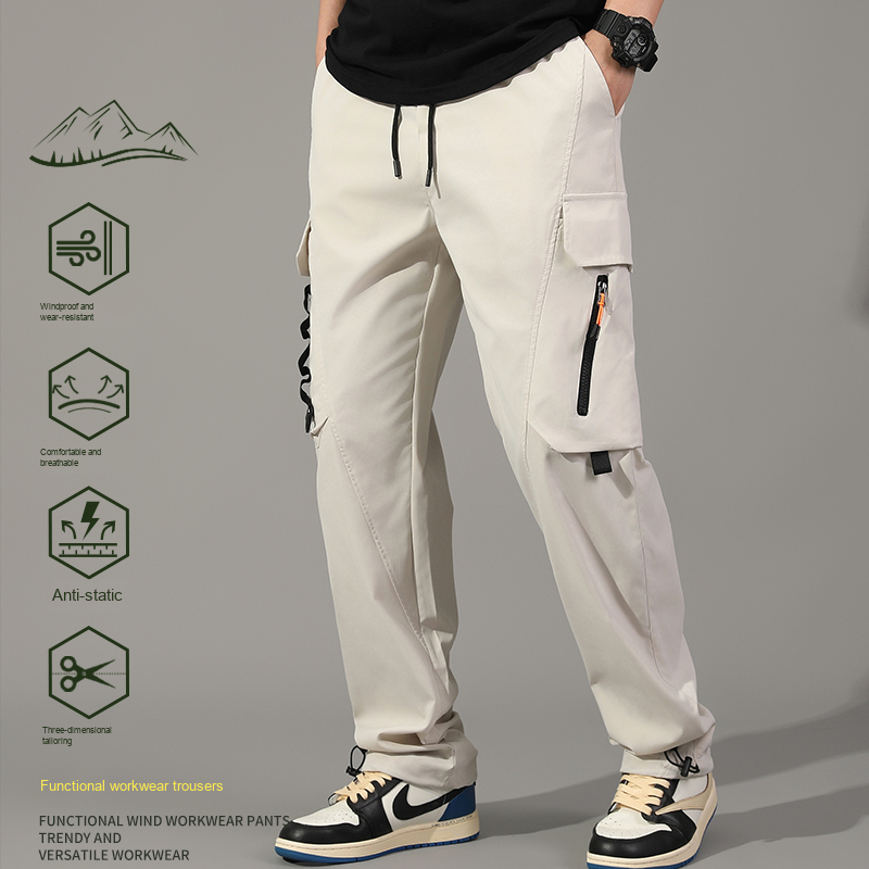 2025 New Men's Casual Cargo Pants Multi-Pockets Lightweight Straight Elastic Mid Flat Versatile for Outdoor Multi-Function - Image 4