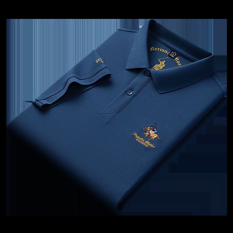 Men's Solid Pattern Short-Sleeved for Polo Shirt Embroidered Design with Anti-Pilling Feature Dark Colored ODM Techniques - Image 5