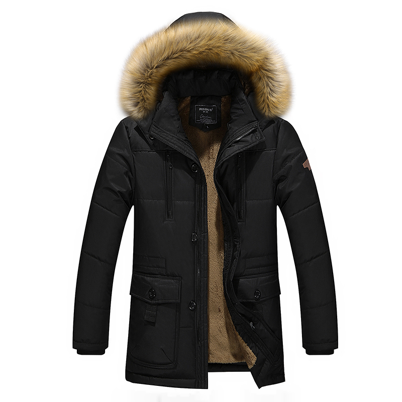 Men's Large Size Casual Winter Jacket Thicken Warm Coat with Plus Features Canvas Fabric for Outdoor Activities - Image 5