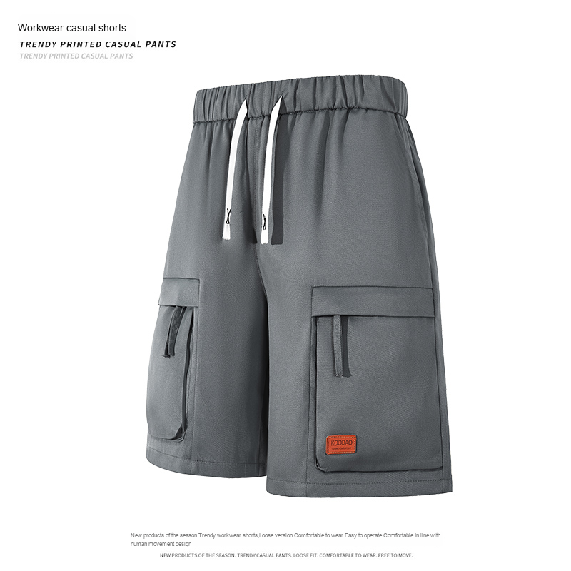 Xiin Men's Casual Style Large Size Summer Cargo Shorts Custom Designed Five-Point Pants Drawstring Closure Solid Hot Mid Shorts - Image 4