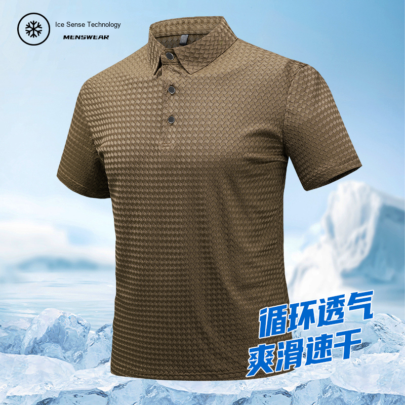 Men's High Quality T-Shirt for Polo Shirt Solid Color Short Sleeve Turn-Down Collar Anti-Pilling Knitted Fabric XL Blank Design - Image 3