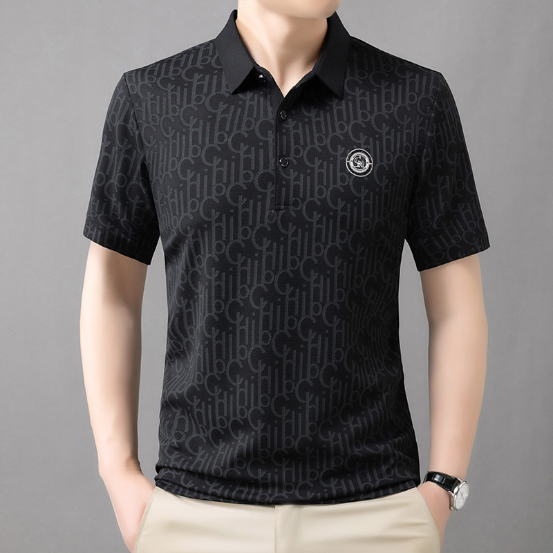 Men's Summer Business Casual Half Sleeve T-Shirt New Short Sleeve for Polo Solid Skin-Friendly Breathable Knitted Fabric - Image 4