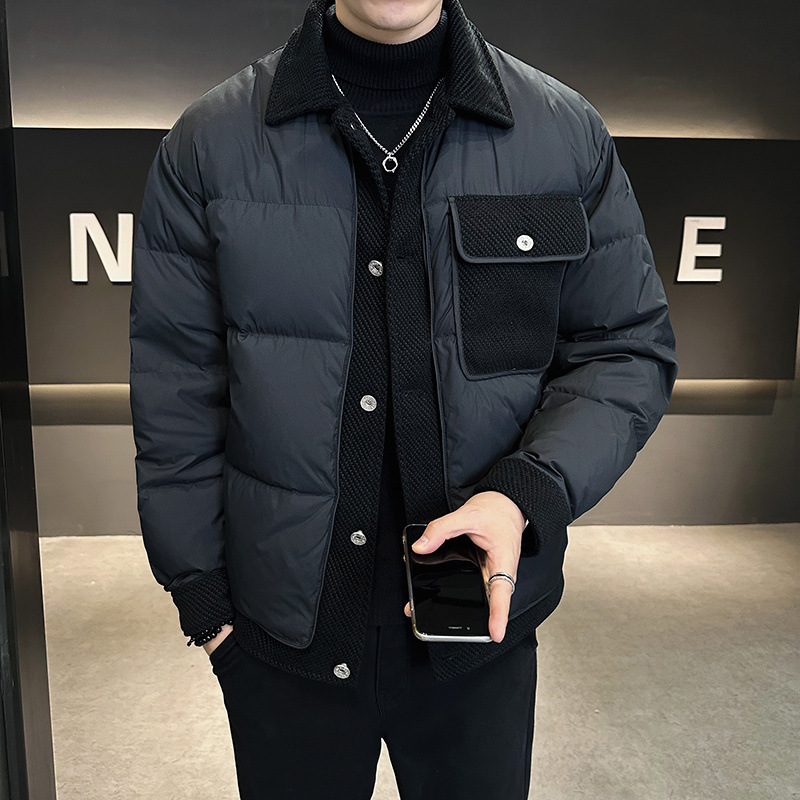 2024 Men's Casual Breathable Winter Short Jacket New Lightweight Warm Laps Top with Stitching Design Down Coats Down Jacket - Image 2