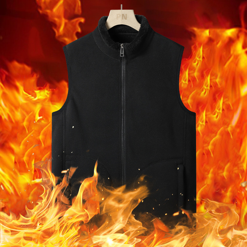 New Men's Casual Rocker Vest Zipper Closure Warm Fleece Lined Sleeveless Spring Autumn Winter Nylon Fabric 5V Voltage Pocket - Image 2