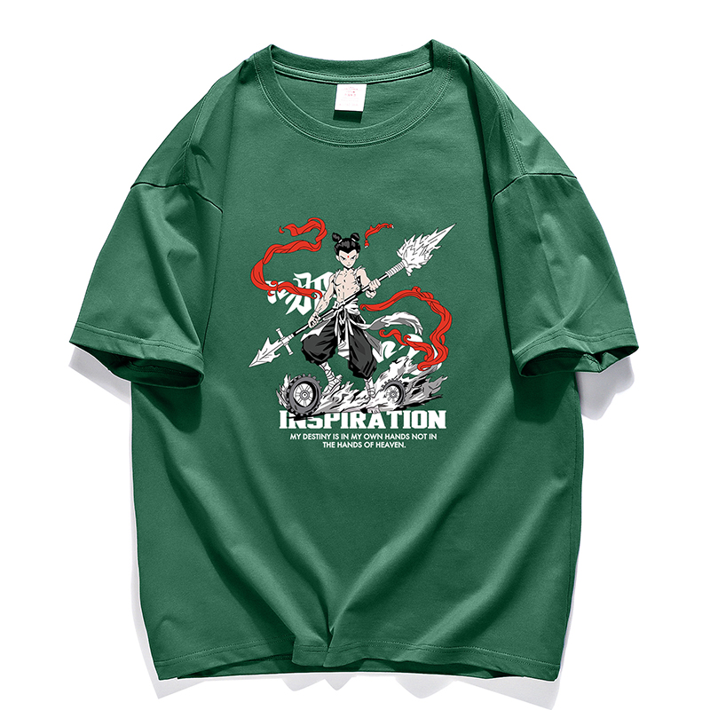 260g Pure Cotton Men's Summer T-shirt 25 Explosions Printed Short-Sleeved Casual Loose Guofeng Top Cartoon Pattern Breathable - Image 4