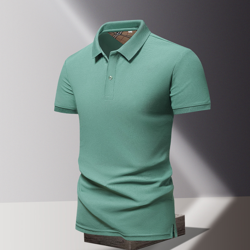 2024 Men's High-End American Style Short-Sleeved T-Shirt Cotton Jersey for Polo Lapel Solid Color Spring Summer Fashion Golf - Image 5