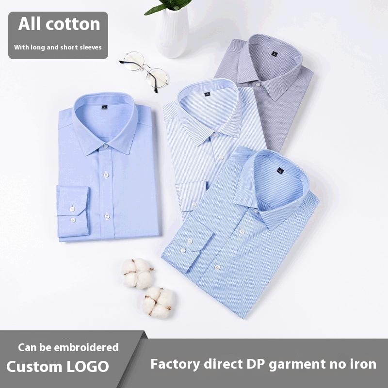 Ready Ship Men's 100% Cotton Embroidered V-Neck Stand Collar Shirt Customizable Quick Dry Sustainable for Adults-Sizes 4XL 5XL - Image 4