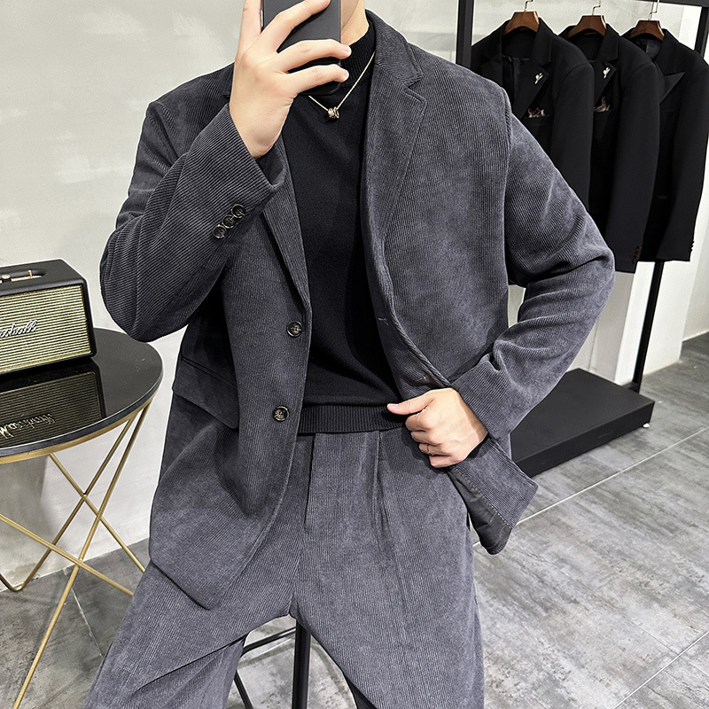 Men's Casual Korean Style Suit Jacket Pants High Sense Pendant Small Loose Fit XL Size Trendy Light for Adults in Foreign Trade - Image 3