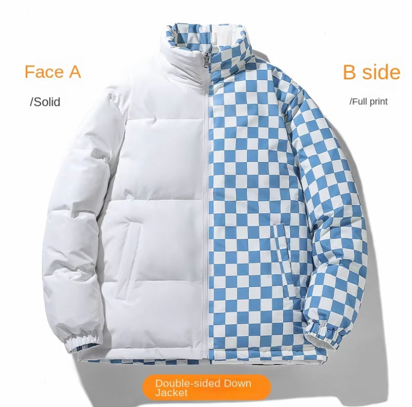 Men's Winter Outdoor Windproof Jacket Warm Reversible Wearable Coat with Stand Collar - Image 4