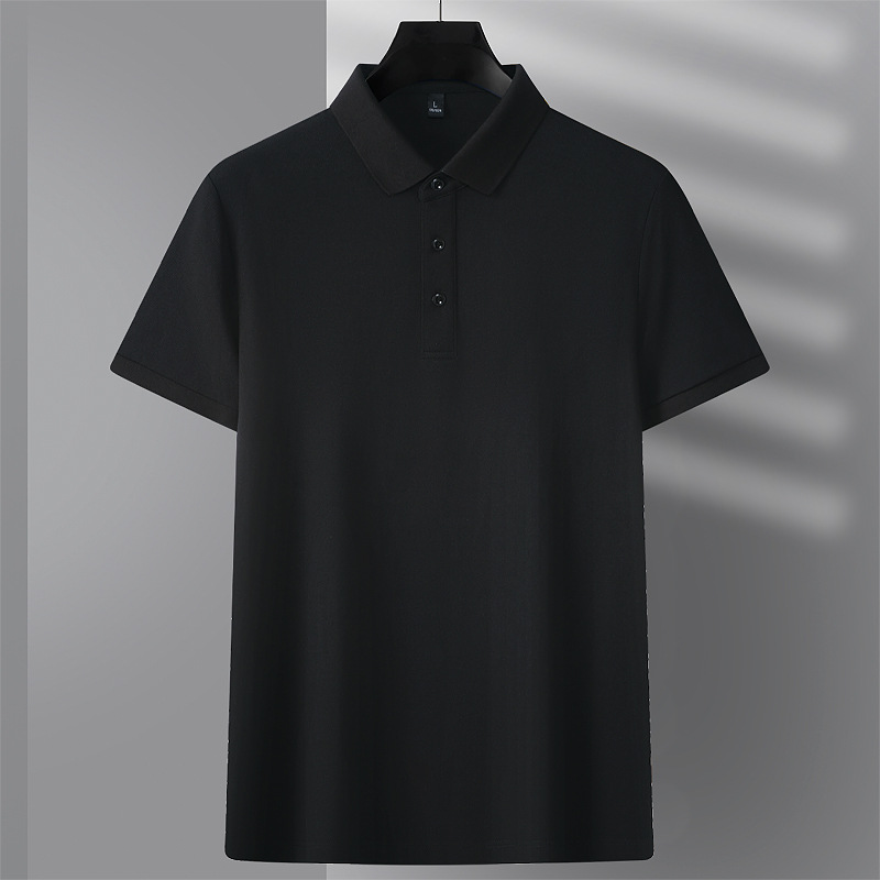 Men's Summer Short-Sleeved for Polo Shirt Pure Color Loose Knitted Embroidered Lapel Business Casual Ready for Golf Export - Image 3