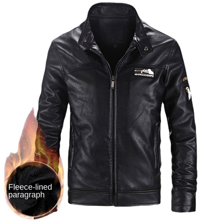 Unisex High Quality Vintage Hooded Bomber Jacket Cow Skin Leather Men's Women's Winter Puffer Fleece Jumper Stand Inspired Shiny - Image 4