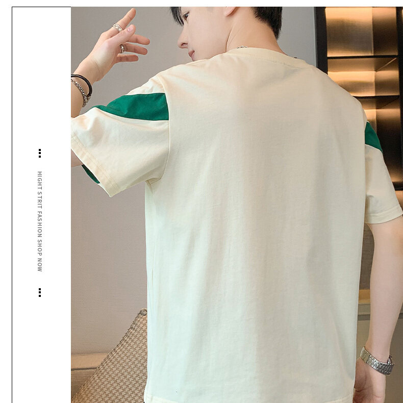 2025 Summer New Trend Men's Casual Short Sleeve T-Shirt 240 Grams 100% Cotton Neck Oversized Fit Character Print Plus Size Loose - Image 3