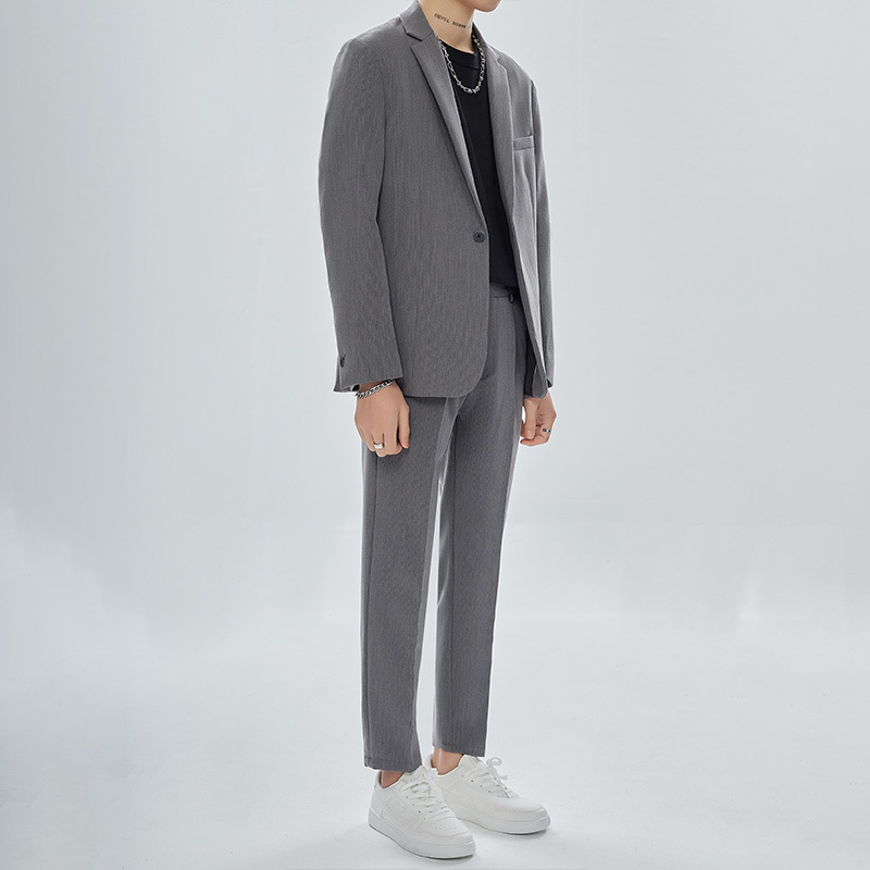 Casual Two-Piece Korean-Style Single Breasted Jacket for Men High-Style Drop Sense Loose Fit Slight Mature Look - Image 6