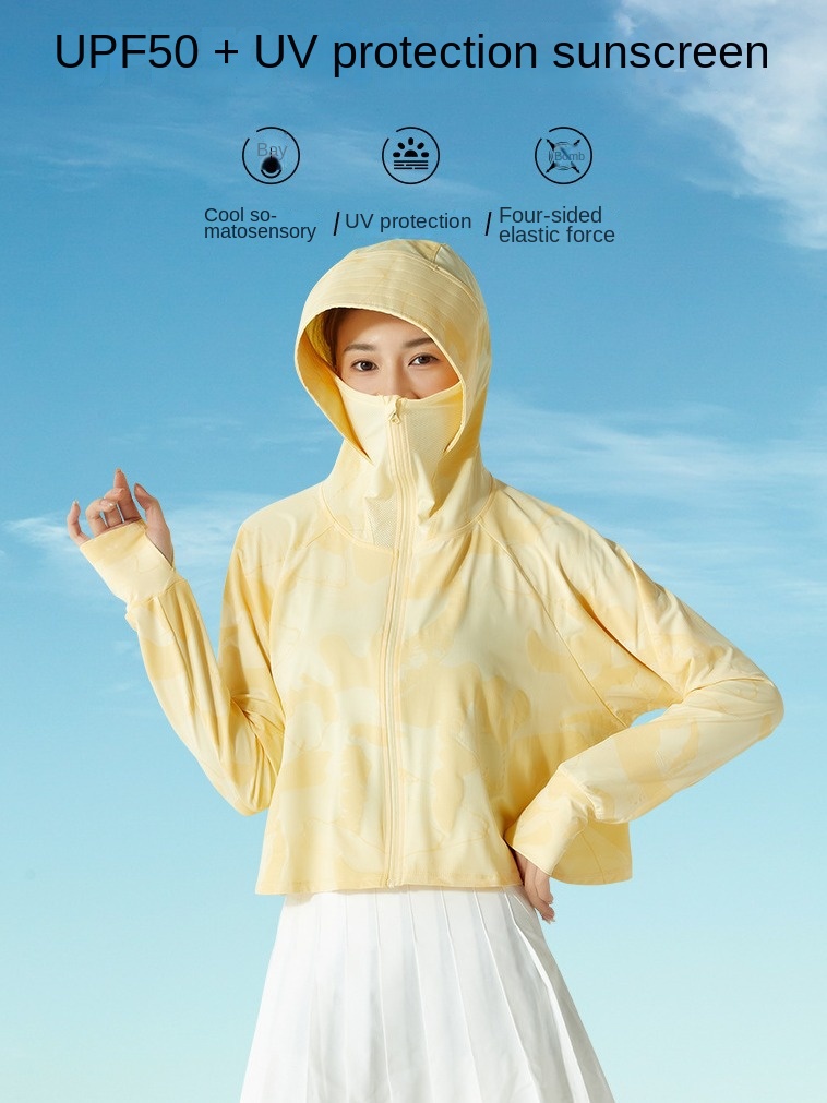 Women's Vintage Ice Silk Coats Breathable Elastic Sunscreen Poncho Camouflage Flower UV Protection Internet Popular Same-style - Image 5