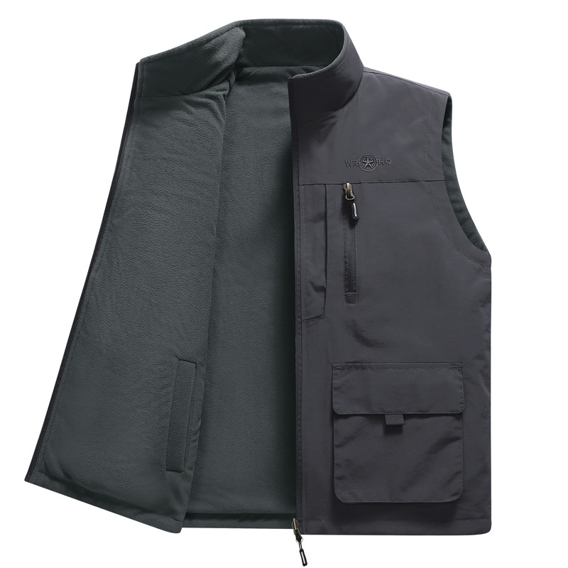 Men's Casual Winter Tactical Vest Pant Set Canvas Safety Waistcoat 6 Weighted Running Zipper Closure Ensembles Vestes Homme - Image 4