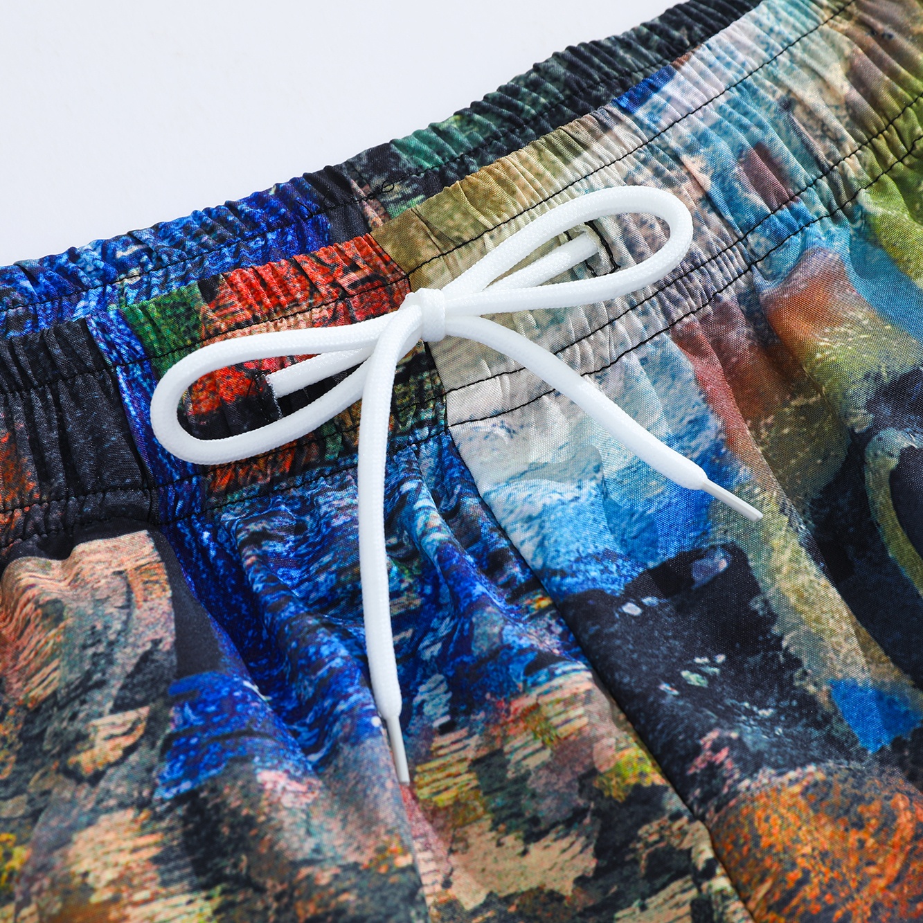 Summer Men's Casual Fashion Five-Point Shorts European American Avant-Garde 3D Print Mid Waist Straight Loose Drawstring Closure - Image 3