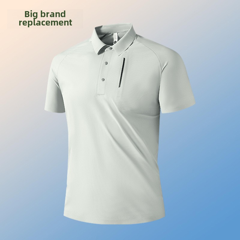 Men's XL Summer Short Sleeve for Polo Shirt Big Brand's Seamless Silk Ice Feel Breathable Anti-Pilling Solid for Urban Commuting - Image 2