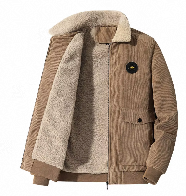 Men Coats Warm Plus Velvet Thick Corduroy Jackets Male Fur Collar Casual Winter Jacket Men Outwear Thermal Cotton Clothing 5XL - Image 2