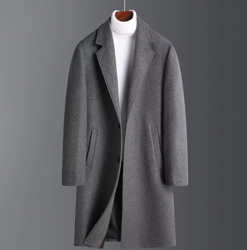 Woolen Coat Men Woolen Coat Korean Version of Casual Men's Woolen Coat Men's Long Handsome - Image 6