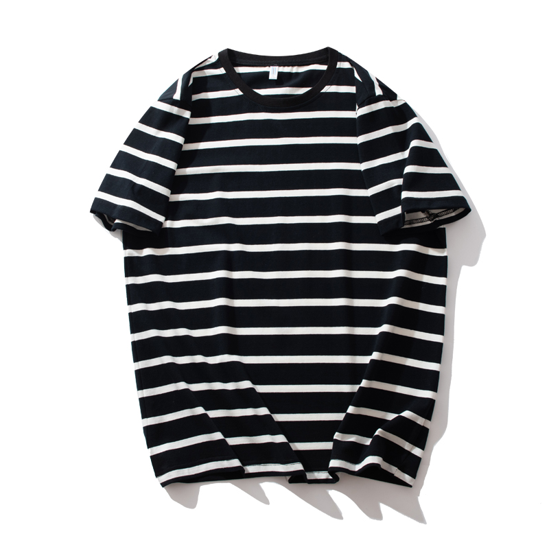 2025 Summer Collection High-End Men's Short Sleeve for Polo T-Shirt Loose Plus Size Thin Striped Crewneck Breathable Knitted Cot - Image 3