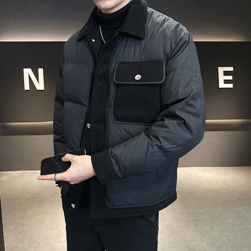 2024 Men's Casual Breathable Winter Short Jacket New Lightweight Warm Laps Top with Stitching Design Down Coats Down Jacket - Image 4