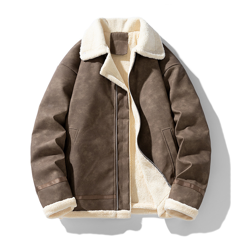 Men's Cow Print Leather Jacket Custom Stand Collar Yarn Dyed Denim Fabric Warm Material Motorcycle Style Direct Manufacturer - Image 6