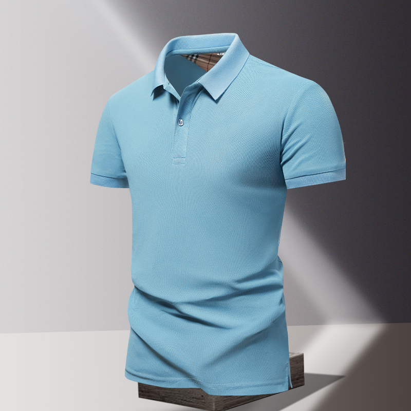 2024 Men's High-End American Style Short-Sleeved T-Shirt Cotton Jersey for Polo Lapel Solid Color Spring Summer Fashion Golf - Image 3