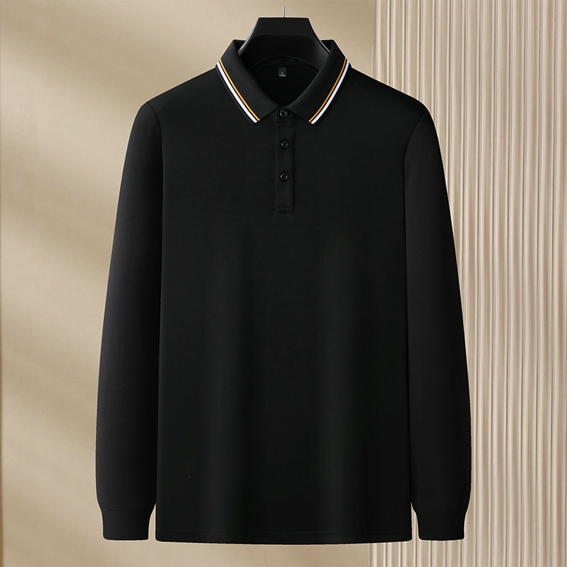 Men's Pure Satin Anti-Wrinkle Long Sleeve for Polo Shirt Business Casual Solid Loose Fit for Spring Fall Golf Group Buying XL Si - Image 6