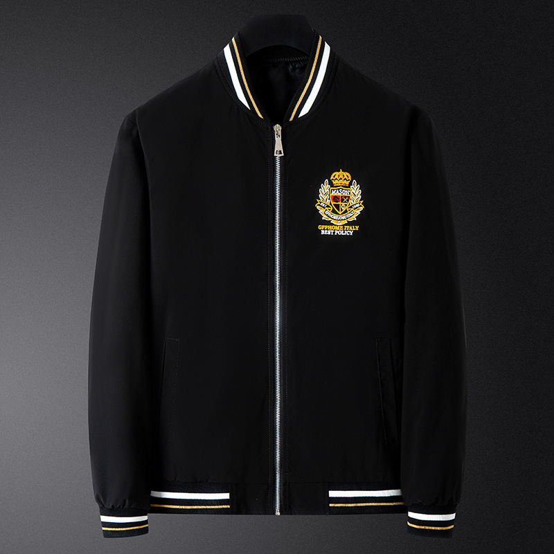 European Crown Embroidered Varsity Jacket for Men Stand Collar Winter Casual Wear Zipper Pocket Cross-Border Youth Baseball Suit - Image 4