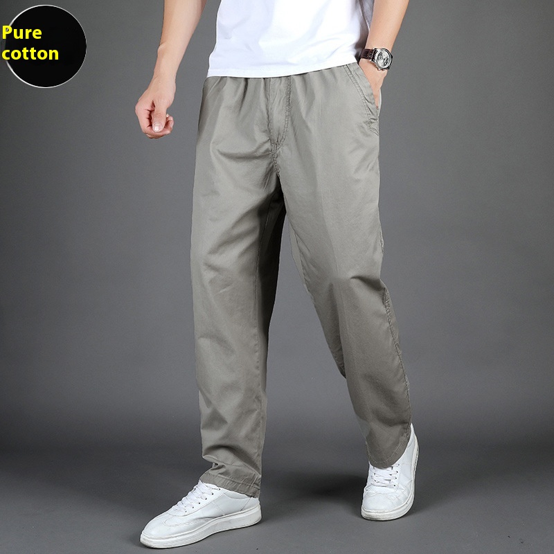 Men's Casual Elastic Straight-Leg Workwear Pants Winter Cotton Dadfleece-Lined Thickened Cargo Design for Middle-Aged - Image 6