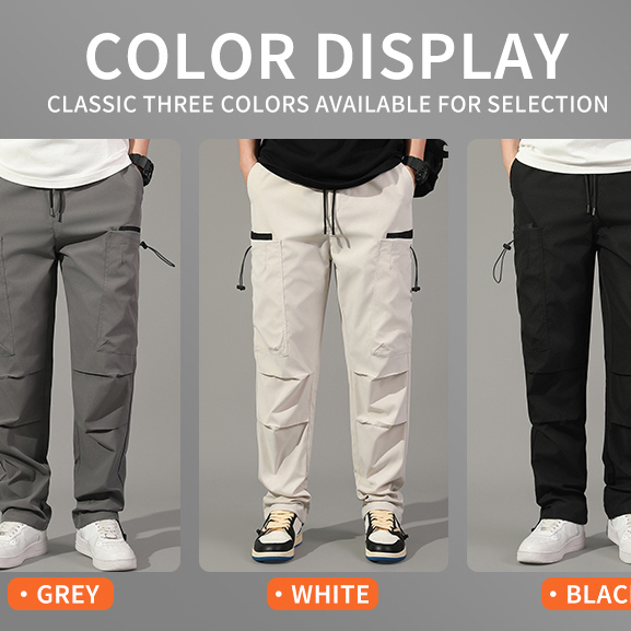 Men's Lightweight Vintage Print Casual Pants Breathable Cargo Design for Spring Summer Winter Mid-Waist Loose Fit Trendy Outdoor - Image 5