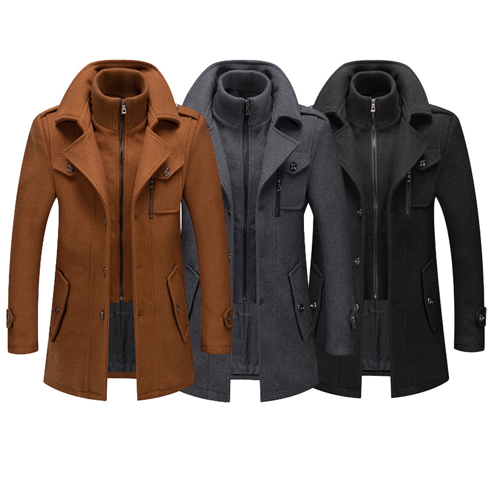 New Arrival Men's Woolen Big Coat Long Sleeve Waterproof Jacket Style Overcoat and Blazer Trench and Parkas Outerwear on Sale - Image 2