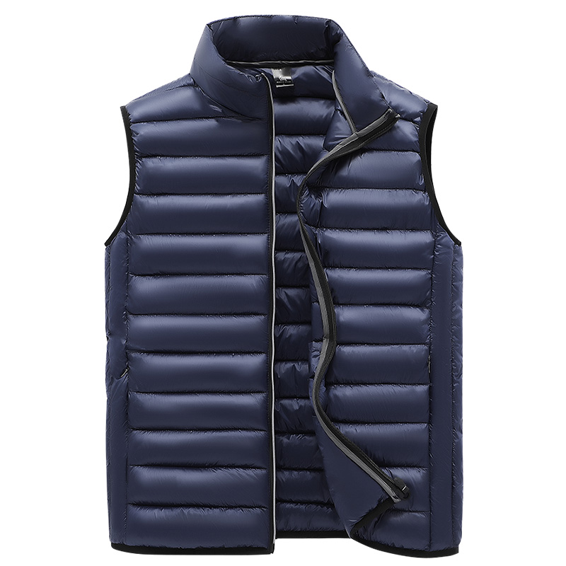 Men's Casual Lightweight Canvas Waistcoat Winter Outdoor Safety Work Zipper Closure Jacket Cotton-Filled Sleeveless for Fishing - Image 4