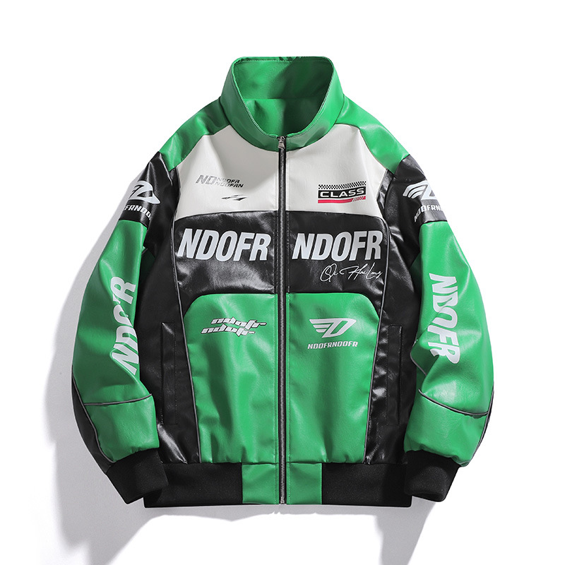 Autumn Winter (688) Men's Trendy Brand Jacket New Cross-Border Color-Matching PU Leather Coat Biker Clothing Men Zipper Closure - Image 4