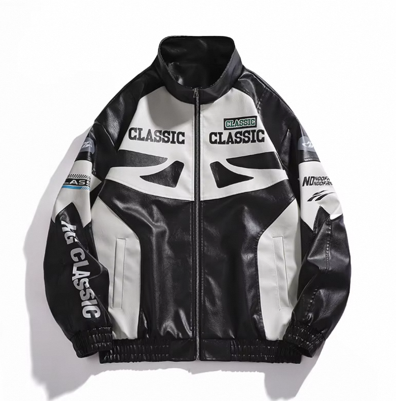 High Quality Racing Jacket Custom Logo Vintage Varsity Leather Patches Jacket Unisex Retro Racing Jacket - Image 2