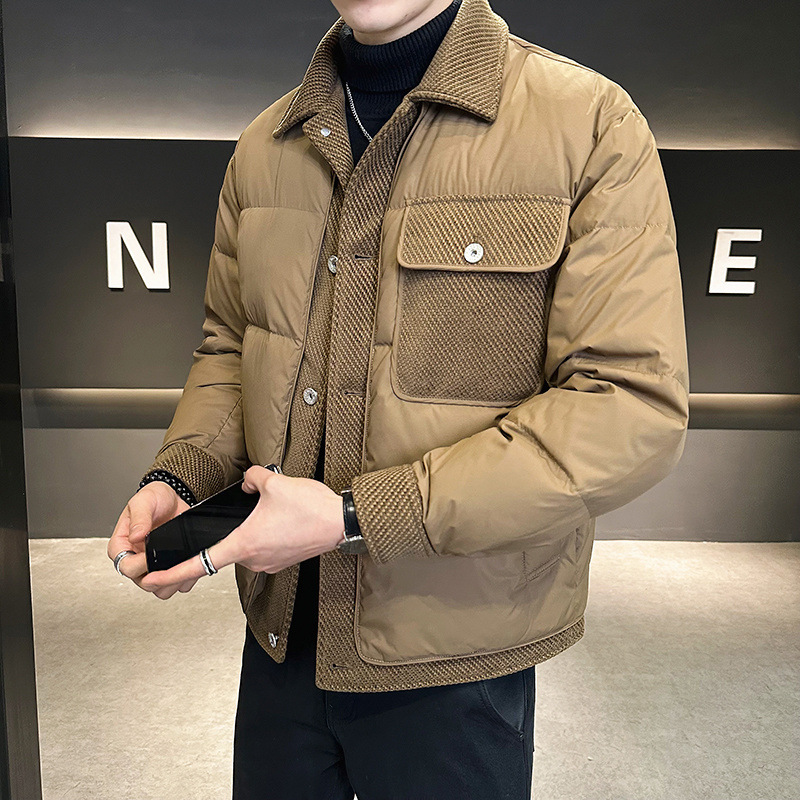 2024 Men's Casual Breathable Winter Short Jacket New Lightweight Warm Laps Top with Stitching Design Down Coats Down Jacket - Image 3