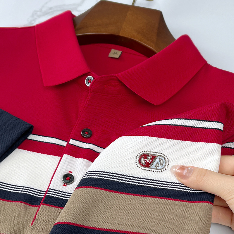 New Short-Sleeved Anti-Pilling Knitted Lapel for Men's for Polo Shirts Comfortable T-Shirt for Middle-Aged - Image 2