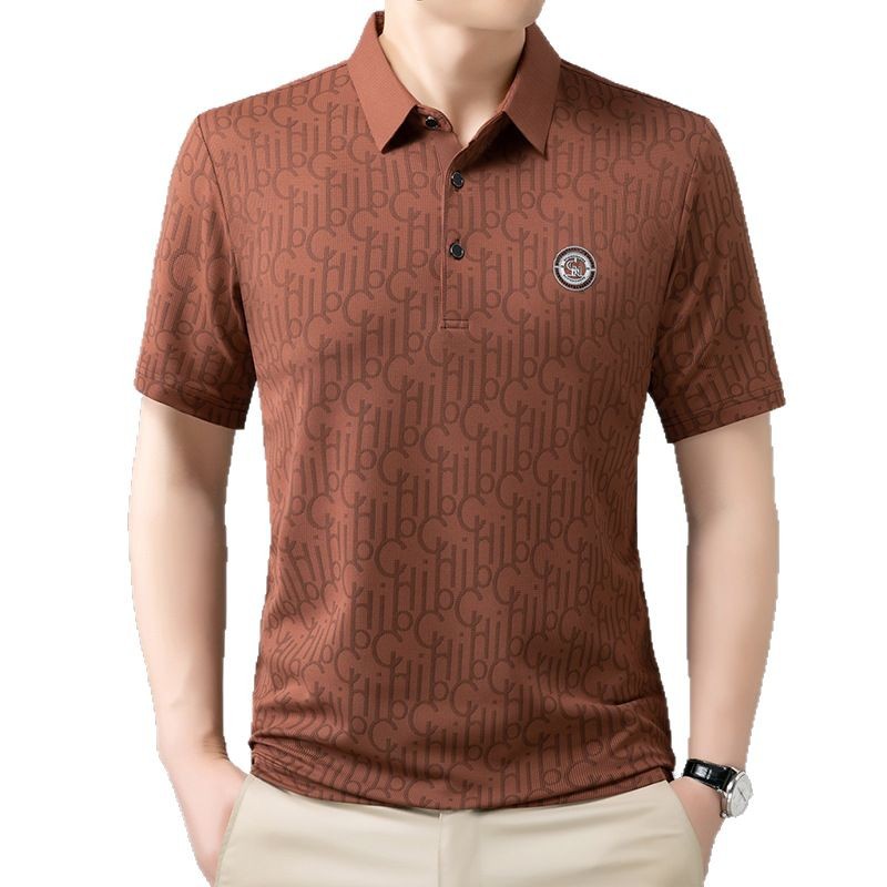 Men's Summer Business Casual Half Sleeve T-Shirt New Short Sleeve for Polo Solid Skin-Friendly Breathable Knitted Fabric - Image 2
