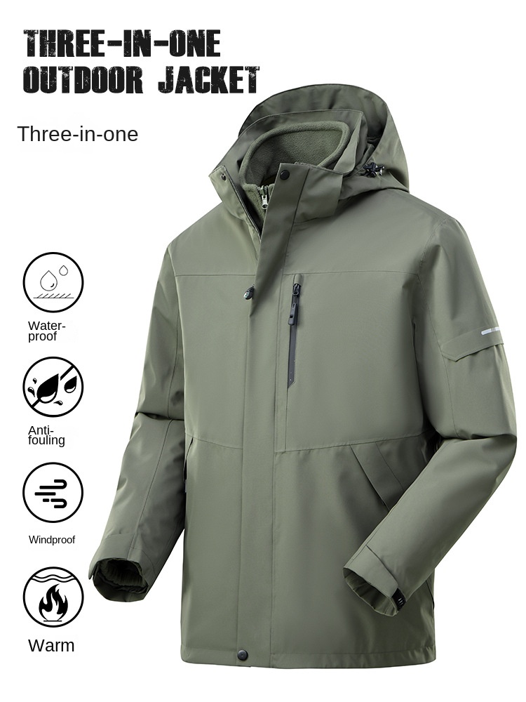 Men's Women's GB/T 32614 New Outdoor Three-in-One Full Heat Seal Windproof Waterproof Jacket Silk Fleece Casual Winter XL Size - Image 6