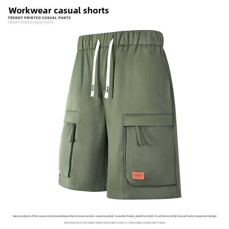 Xiin Men's Casual Style Large Size Summer Cargo Shorts Custom Designed Five-Point Pants Drawstring Closure Solid Hot Mid Shorts - Image 3