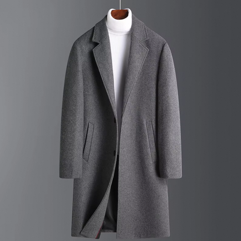 Woolen Coat Men Woolen Coat Korean Version of Casual Men's Woolen Coat Men's Long Handsome - Image 4