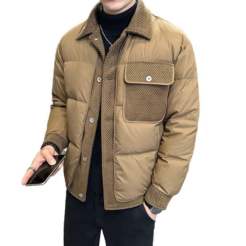 2024 Men's Casual Breathable Winter Short Jacket New Lightweight Warm Laps Top with Stitching Design Down Coats Down Jacket - Image 5