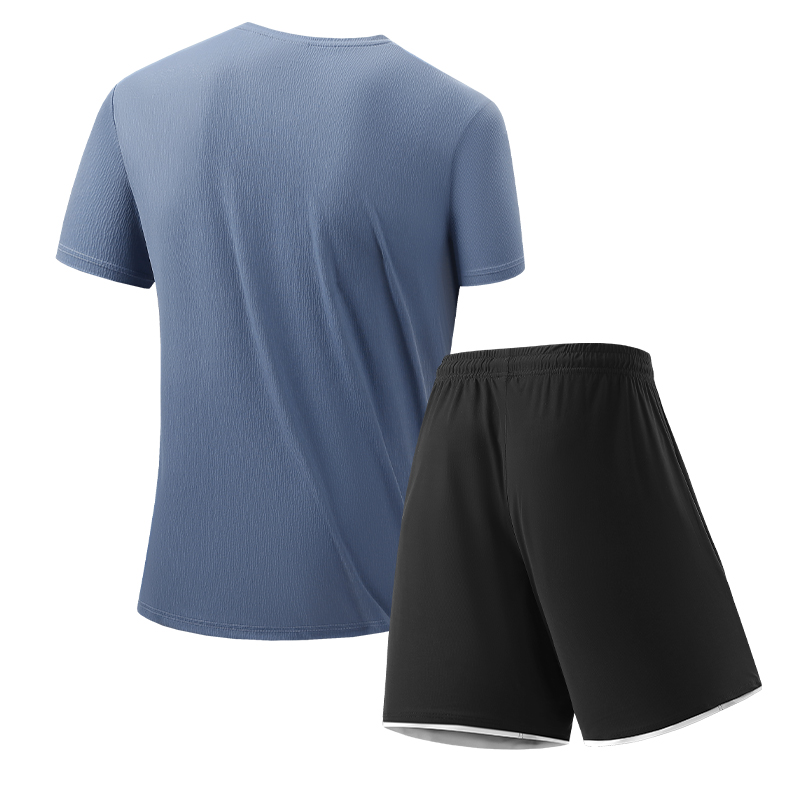 Men's Summer Sports Casual Running T-Shirt Suit Quick-Drying Solid Design Yarn Dyed Blank Ice Silk Short Sleeve 200 Grams Screen - Image 4