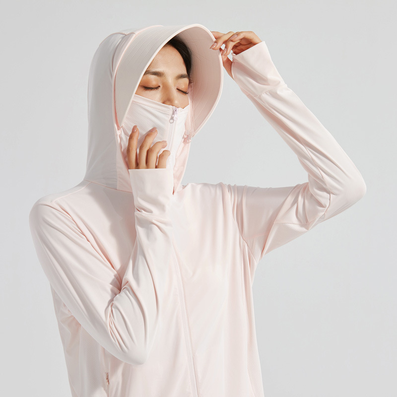 Women's Casual Summer Cycling Jacket Detachable Large Brim Original Yarn Ice Silk Cool UV Protection Stand Long Sleeve Sun - Image 3