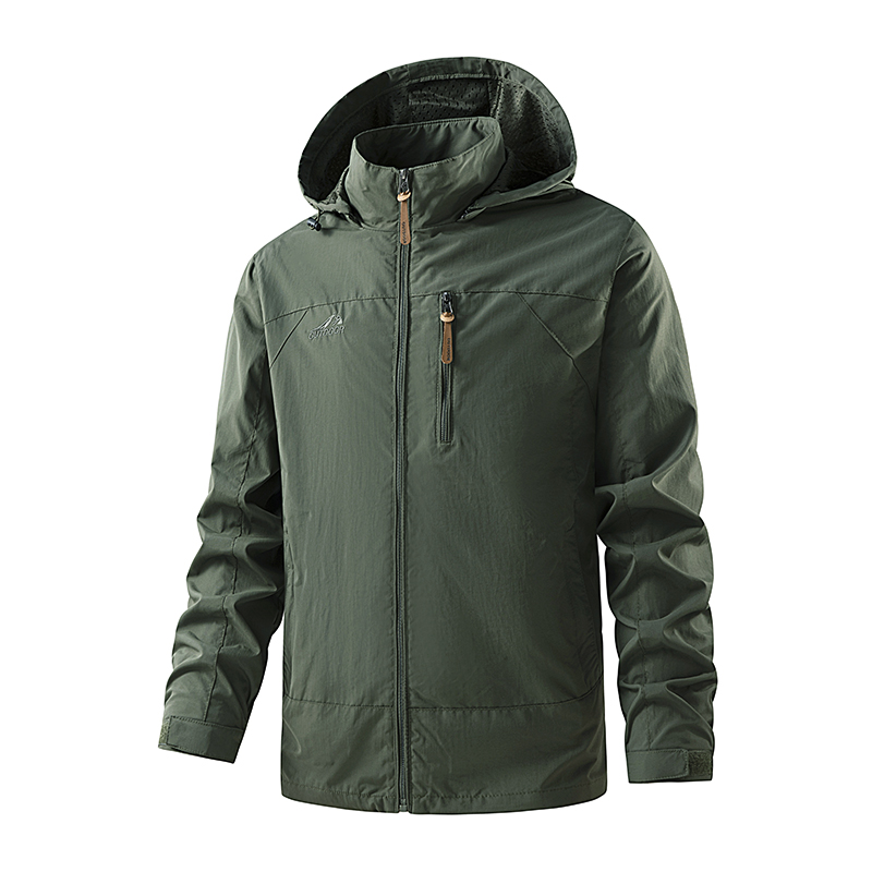 Autumn Winter Sports Hooded Jacket Large Size Windproof Solid Pattern Zipper Closure Stand Collar Casual Outdoor Mountaineering - Image 3