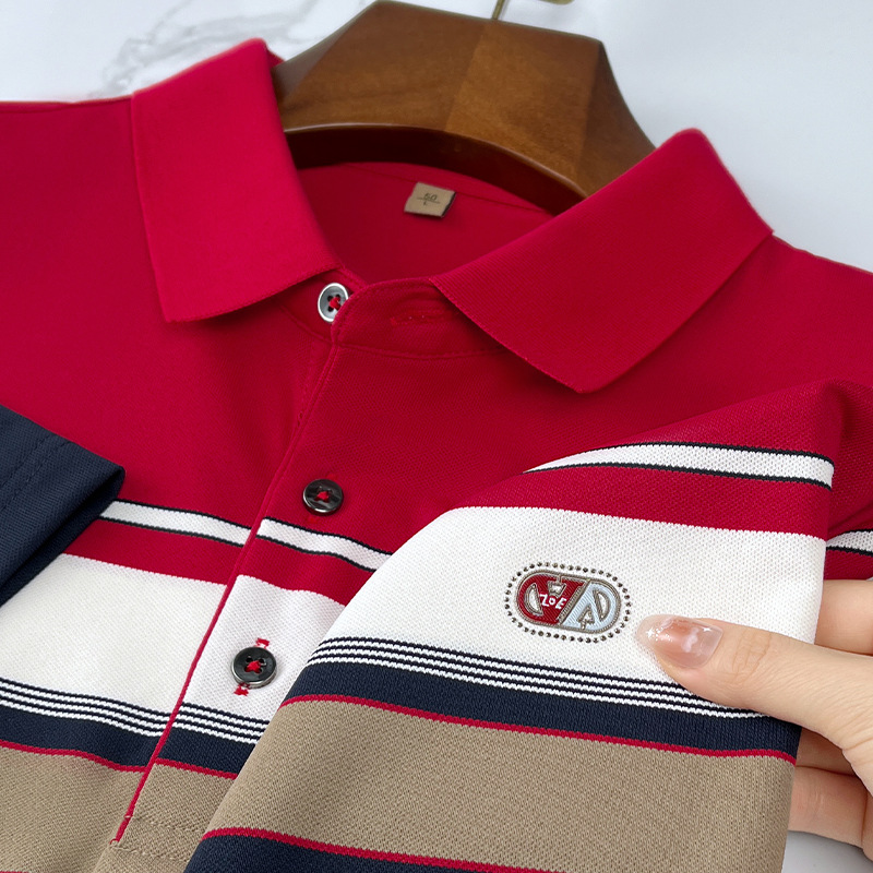 New Short-Sleeved Anti-Pilling Knitted Lapel for Men's for Polo Shirts Comfortable T-Shirt for Middle-Aged - Image 6