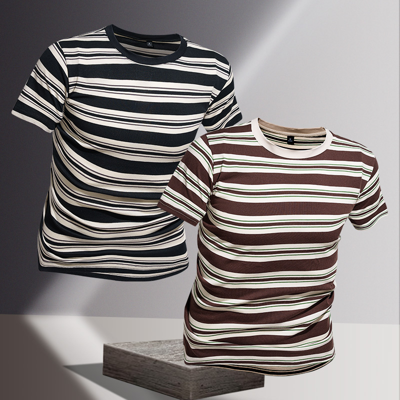 2025 Summer New Men's High-End Brand INS Top Trendy Pure Cotton Short Sleeve Casual Business T-Shirt Low Neck 100% Cotton - Image 2