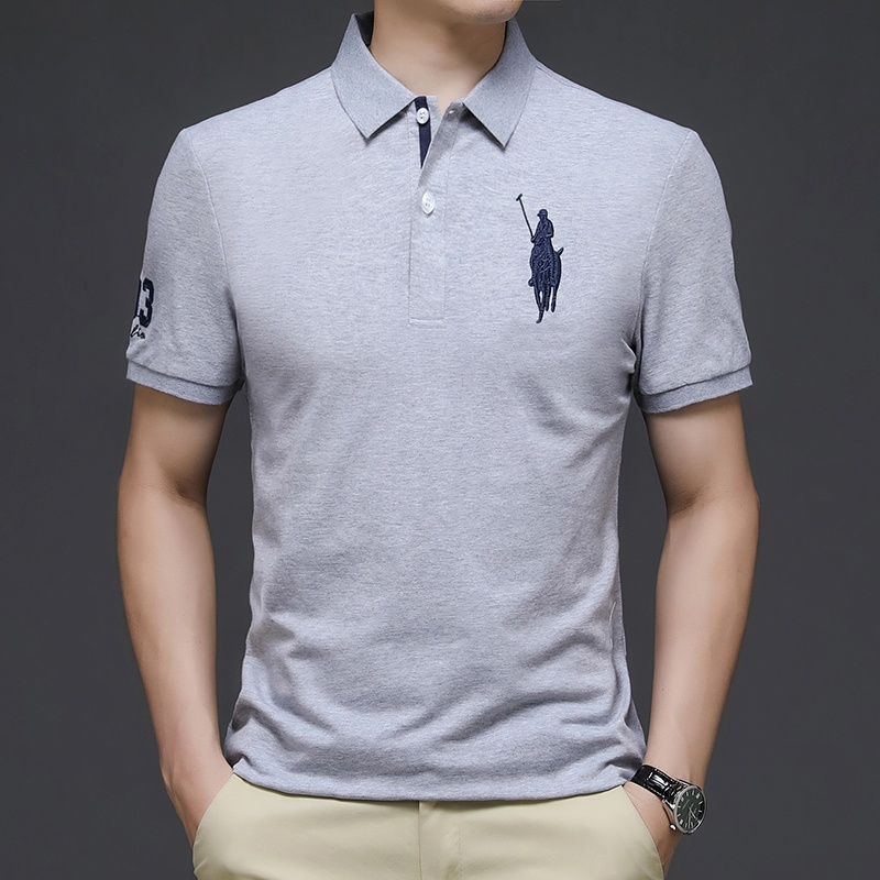 2024 Summer Collection Men's High-End Ice Silk Polo Shirt Short Sleeve Casual Turn-Down Collar Twill Embroidered Base Solid - Image 5